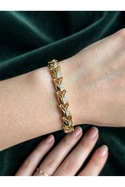 XP Xuping JEWELRY 14 ayar altın kaplama zirkon taşlı kadın lale figürlü çelik...