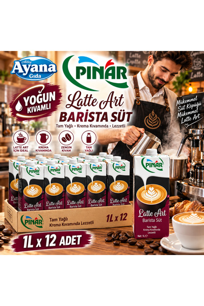 Pınar Latte Art Tam Yağlı Barista Süt 1 lt x 12 Adet