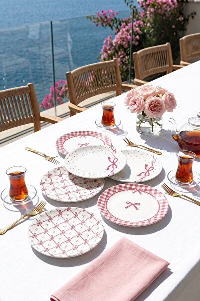 ers erbaşlar Fiyonk Lüx Ceramic Cake Set for 6 People Cake Plate (20 cm)