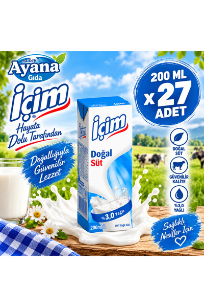İçim 200 ML TAM YAĞLI SÜT x 27 adet