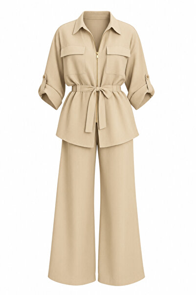 POİSE Drawstring Waist Modal Jacket and Pants Set