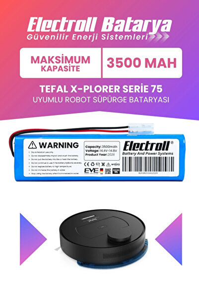 ELECTROLL Tefal X-plorer Serie 75 Uyumlu Batarya (MAKSİMUM KAPASİTE) 3500mah ...
