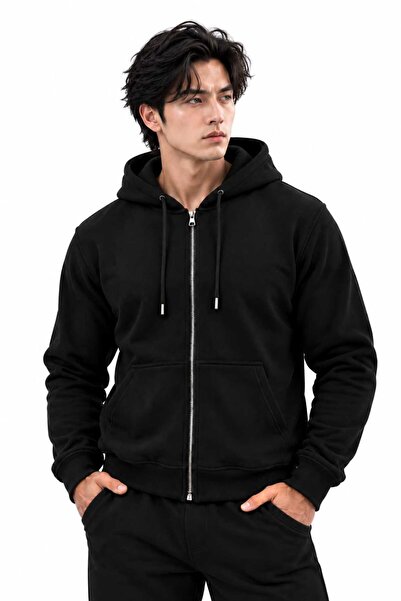 Unisex 3 iplik şardonlu kapüşonlu oversize sweetshirt *
