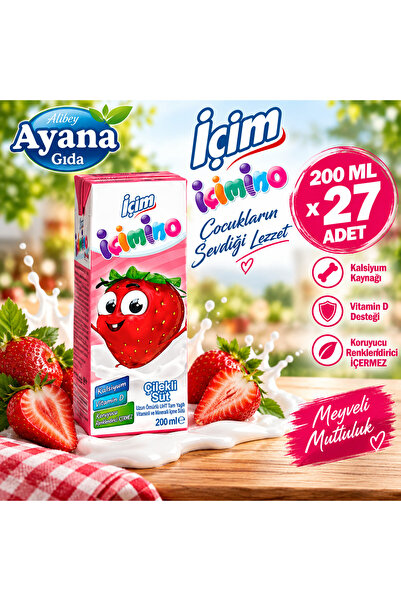 İÇİMİNO ÇİLEKLİ SÜT 200 ML X 27 ADET