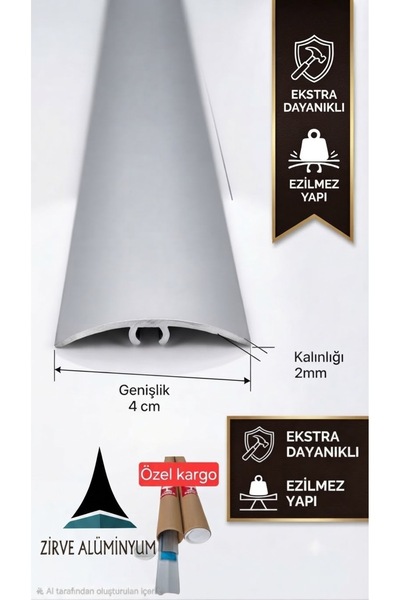 Geniş Ekstra Kalın 80 cm x 4 cm Kapı Eşik Profili Parke Kapı Altı Çıtası Alüminyum