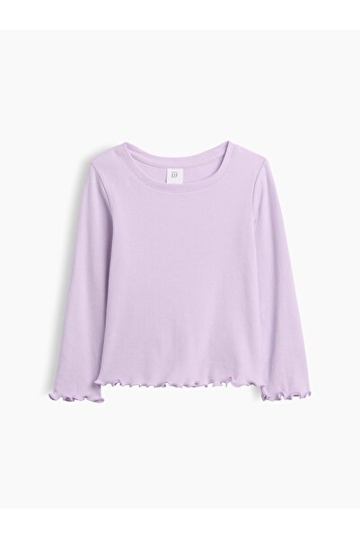 GAP Kız Bebek Lila Fitilli Bisiklet Yaka T-Shirt