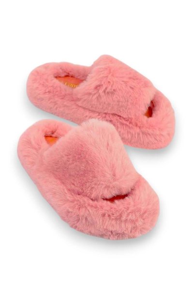 Juuuj Pink Furry Inside, Textured, Open-Front Design, Non-Slip Sole, Soft For...