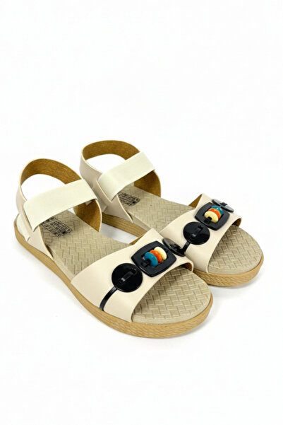 Juuuj Cream-Colored, Flexible, Lightweight, Practical Sandals with Single Str...