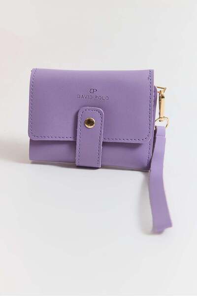 Juuuj Lilac Faux Leather Textured Multi-Compartment Internal Structure Snap C...