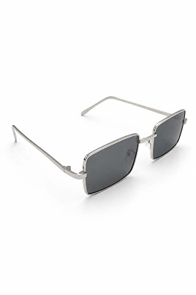 Juuuj Black Metallic Textured Rectangular Shape Silver Thin Frame Classic Gla...