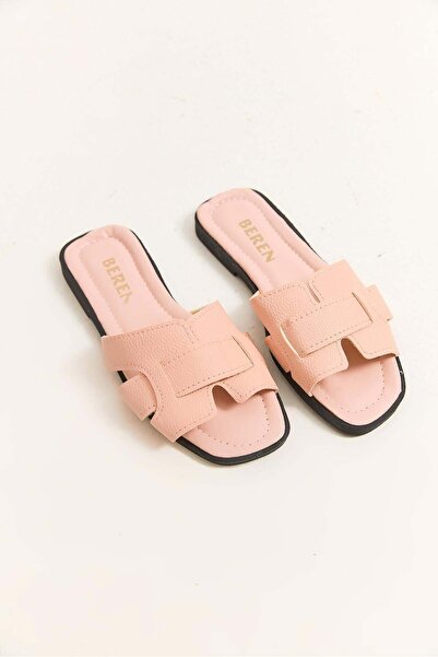 Juuuj Παντόφλες με υφή από δέρμα σε σκόνη, με ανοιχτό μπροστινό μέρος, χοντρέ...