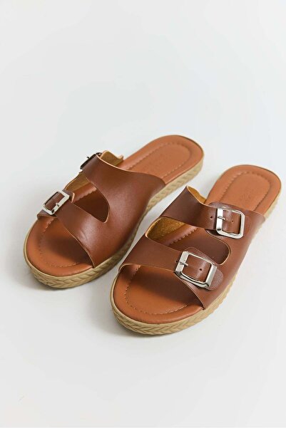 Juuuj Tan Double Buckle Soft Sole Non-Slip Comfortable Slippers Suitable for ...