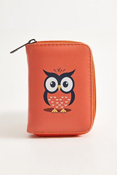 Juuuj Orange Owl Figure Printed Zippered Compact Design Practical Mini Wallet...