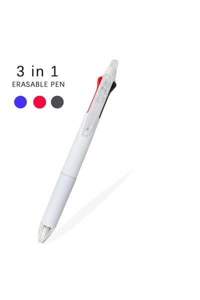 Choice 1pc white pen Creative 3 in 1 Multicolor Pen 0.5mm Erasable Gel Pen Se...