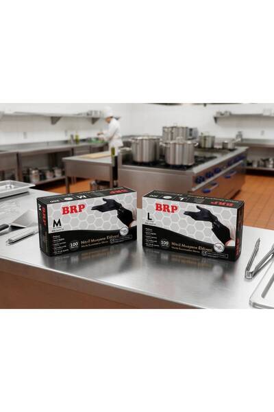 BRP Black Nitrile Gloves 100 Count (m) 15 Pack