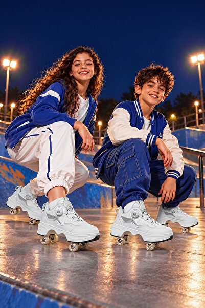 ZACOZ Unisex Tek Tuşla Açılıp Kapanabilen Gizli Tekerlekli Patenli Spor Ayakk...