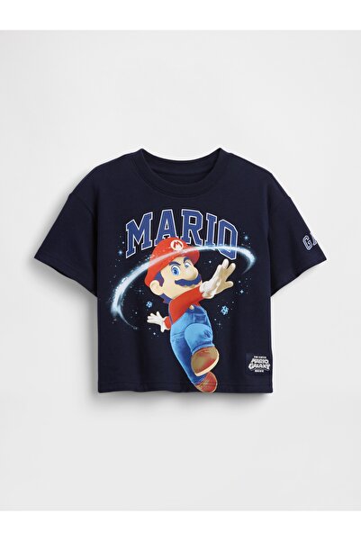 GAP Erkek Bebek Lacivert Süper Mario Oversized Grafik Baskılı T-Shirt