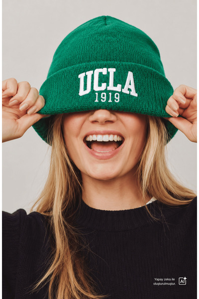 UCLA Lanita Green Embroidered - Unisex Beanie