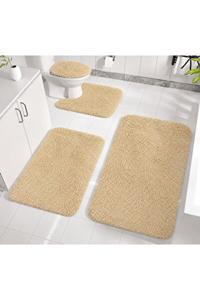 Kaymaz Taban Yıkanabilir Peluş Post 4’lü Banyo Halı Paspası 60x100 Cm 50x80 Cm