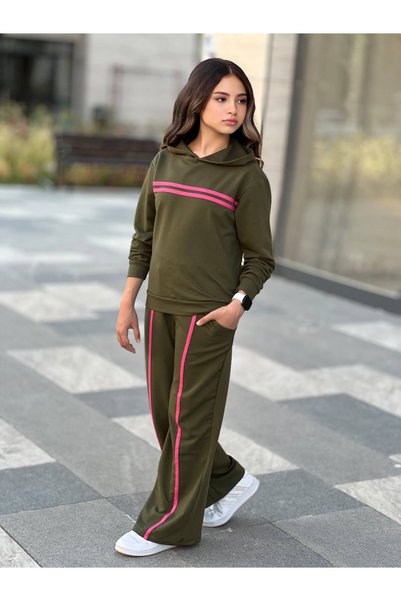 Ütk kids Striped Detail Youth and Children's 2-Piece Set Palazzo Pants+Sweatshirt