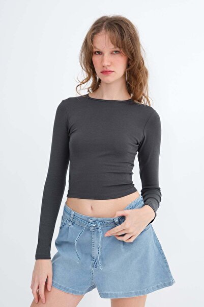 Addax Long Sleeve Basic Blouse B1845