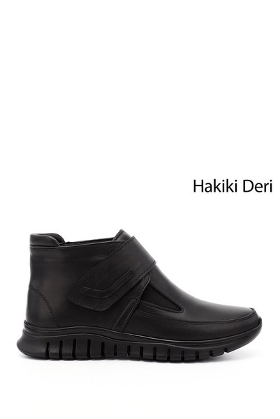 GÖNDERİ(R) Women's Black Velcro Genuine Leather Comfort Boots