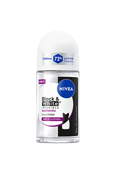 NIVEA Antiperspirant Roll-On Autentic Invizibil Negru & Alb pentru Femei, 48h...
