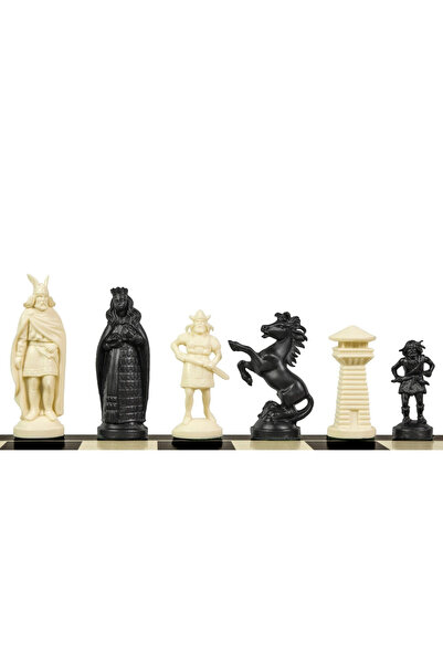 Sunrise Chess & Games Piese de șah stilizate Viking, crem și negru (rege 98 mm)