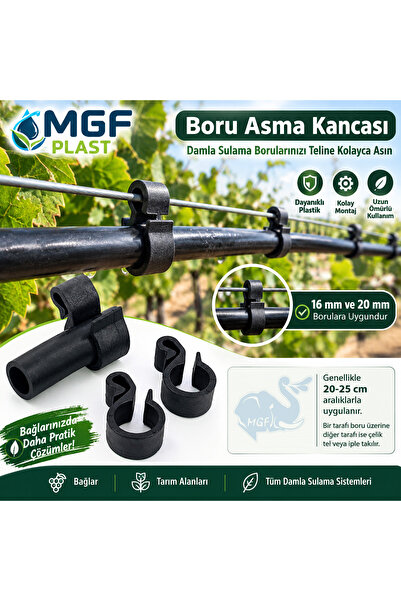 MGF PLAST Mgf 16mm&20mm.x 1000 Adet Boru Asma Kancası Aparatı Damla Sulama Ho...