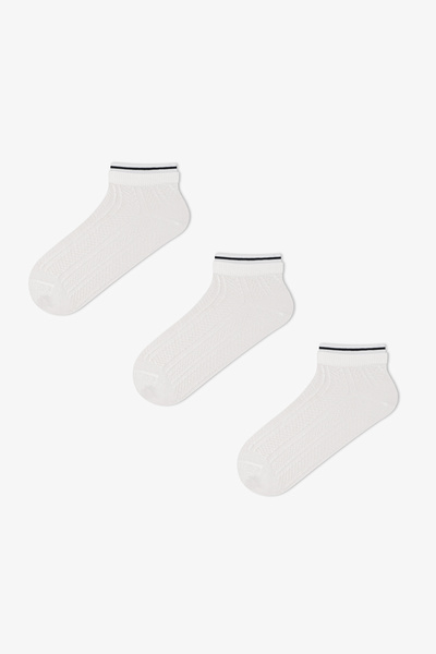 Penti 3 Pairs of Nose Stitch-Free Cotton Self-Heated Ankle Detailed Booties S...