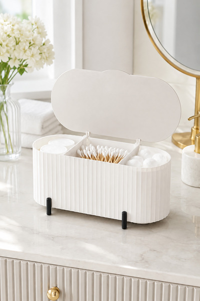 DOVİHOME Bloom Λευκό Χρώμα (Με Μαύρα Πόδια) Βαμβακερό Κάλυμμα με Ημιδιαφανές ...