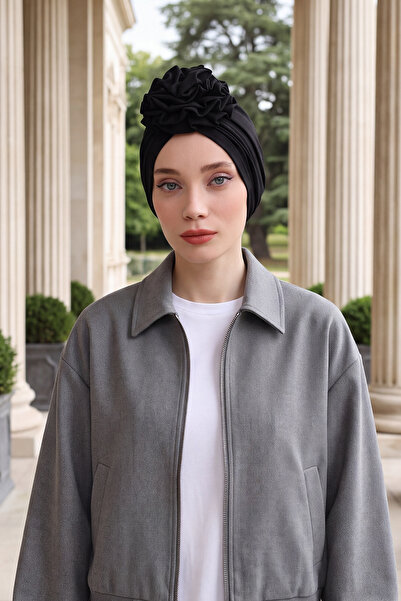 Aisha's Design Winter Rose Bonnet, Black, B-21O