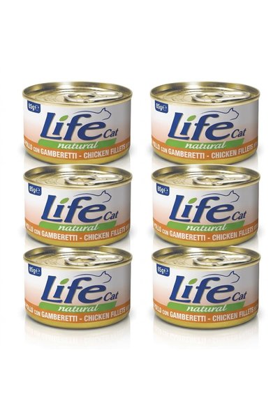 Life Cat لايف كات دجاج ربيان - 85 جرام * 6 قطع