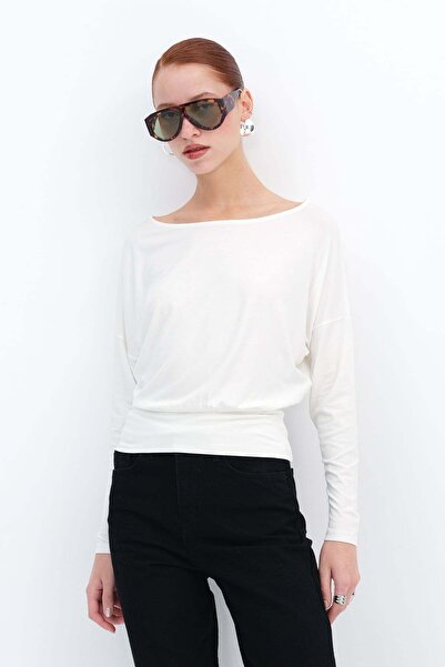 Addax Boat Neck Basic Blouse B12409