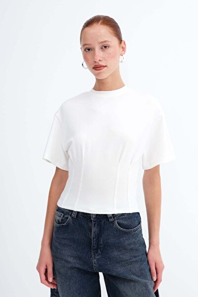 Addax Crew Neck Corset Detailed Blouse P10745
