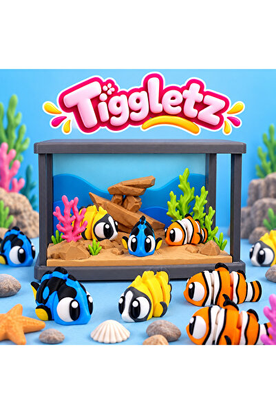 MİNİKOM TOYS Tiggletz Sevimli Balıklar – Renkli Akvaryum Balıkları ve Deniz T...
