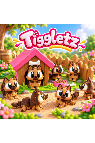 MİNİKOM TOYS 🐾 Tiggletz Sevimli Köpekler – Kulübeli Köpek Ailesi Oyuncak Seti
