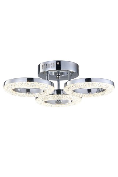 Apliqa Plafonieră LED Oylum cu 3 lumini, cromată, 24W, cu cristale, pentru hol și living