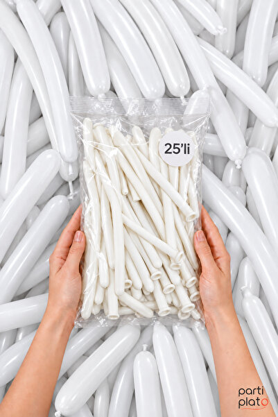 Parti Plato 260 White Sausage Balloons 25 Pieces Modeling Balloon Flexible La...