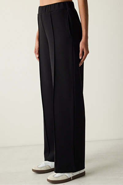 Penti Wide Leg Nervour Jogger Siyah Eşofman Altı