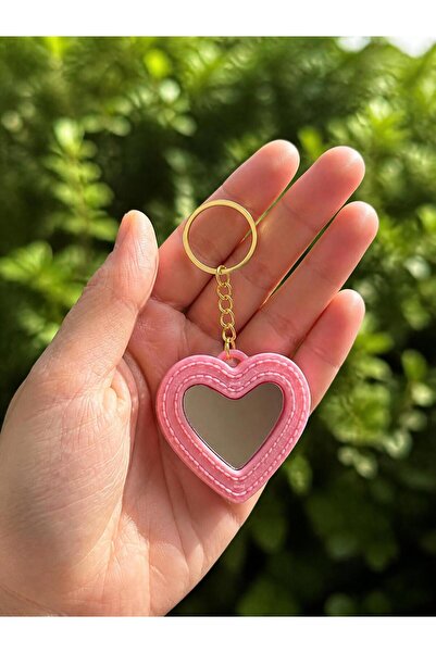 AKTASTORE Aynalı Kalp Anahtarlık - Çanta Süsü (Charm)