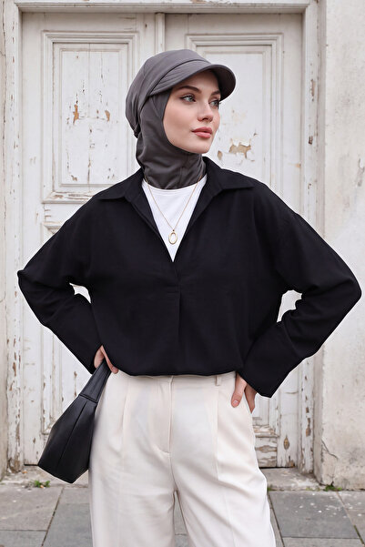 Aisha's Design Winter Hijab Cap with Removable Visor, Anthracite, B-82O