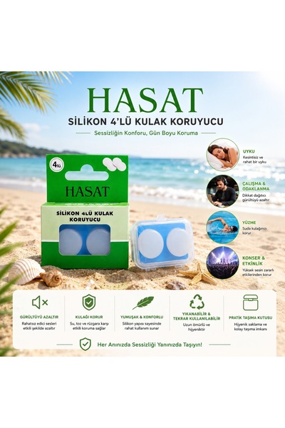 Hasat  Silikon Kulak Tıkacı Ve Saklama Kabı 4 Lü
