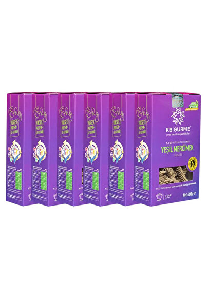 Kbgurme Glutensiz & Vegan Yeşil Mercimek Fusilli Makarna 200 gr 6 Adet