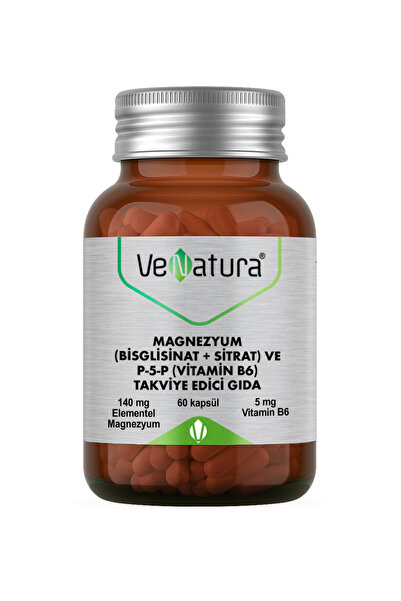 VeNatura Magnezyum Bisglisinat + Sitrat Ve P-5-P Vitamin B6 Kapsül 60 lı
