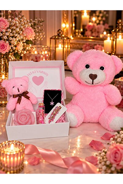 miraybutikhediyelikesya Sevgiliye Hediye Peluş Ayıcıklı Hediye Kutusu Çelik K...