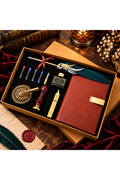 PYKA HOME SHOP Set caligrafie vintage, cu Pana si Carnet, Royal Script Collec...