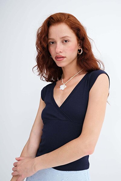Addax Double-Breasted Collar Short Sleeve T-Shirt P1949