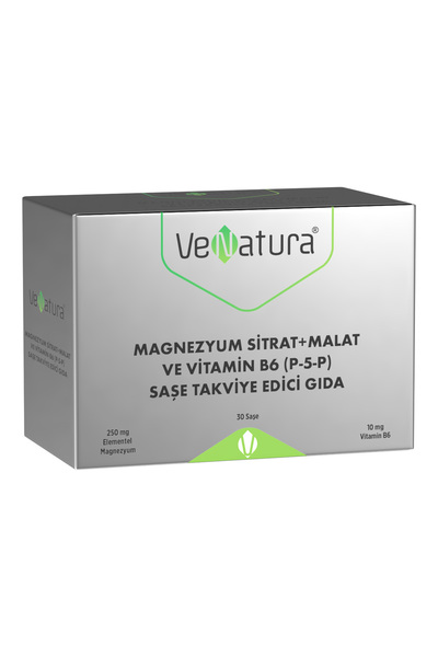 VeNatura Magnezyum Sitrat+Malat ve Vitamin B6 (P5P) 30 Saşe