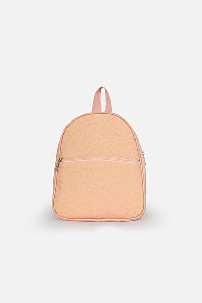 ICONE BAG Paraşüt Kumaşlı Çiçek Kapitoneli, Suni Detaylı Sırt Çantası, Şeftal...